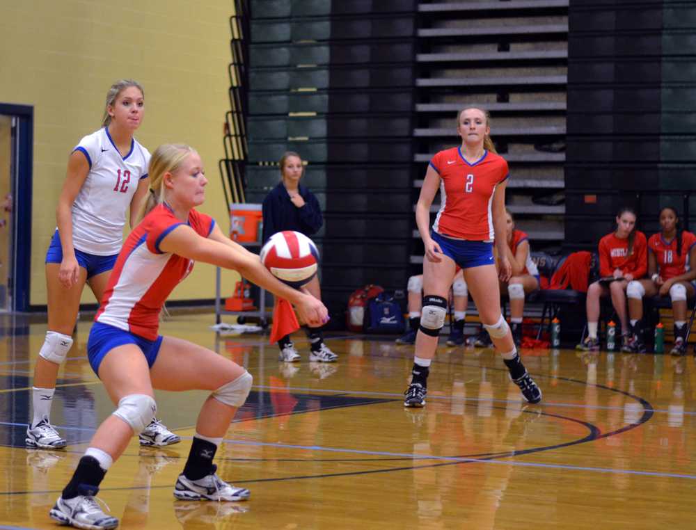 Senior Megan Mellenbruch passes a serve at the game against Akins on Sept 17. The Lady Chaps won their first District game and have a record of one win and one loss in the District season so far. The Lady Chaps play Austin at Westlake on Sept. 27.