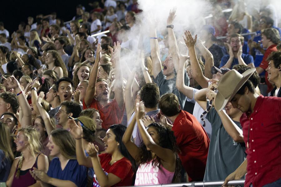 Students+throw+baby+powder+to+celebrate+a+touchdown+on+Sept.+18.