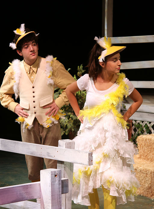 Sophmore Mariana Silveyra plays the chicken and Sophomore Josh Siegal plays the Gander in Charlottes web. The Westlake theater puts on a different play in the blackbox every year.