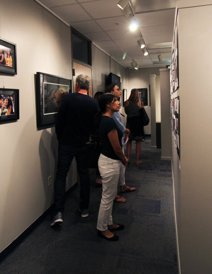 Parents view artwork created by students in the Uncommon Space Art Gallery during Back to School night on Sept. 4. The Art Department opened up the gallery for all the parents to waunder around and view the student-made artwork.