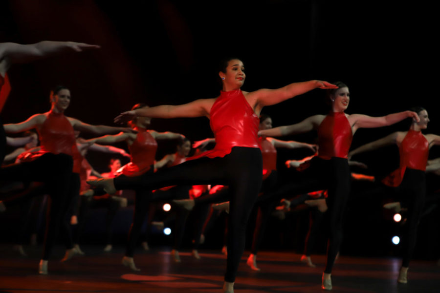 Hyline dancers preform a turn sequence during their jazz number called Turn It Up at Spotlight.