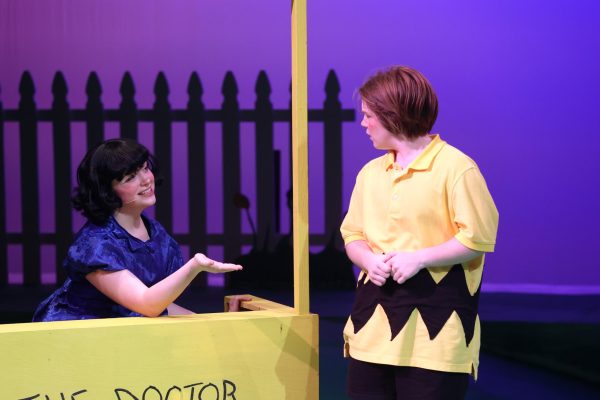Senior India Rushing and junior Lance Prosise perform Youre a Good Man, Charlie Brown Oct. 28 in the Black Box Theatre.