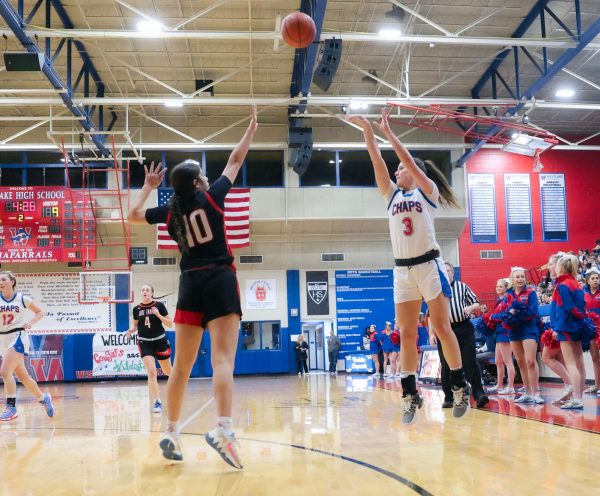 Guard senior Gianna Angiolet shoots a 3-pointer in the Chaps 58-27 win over Lake Travis Tuesday.