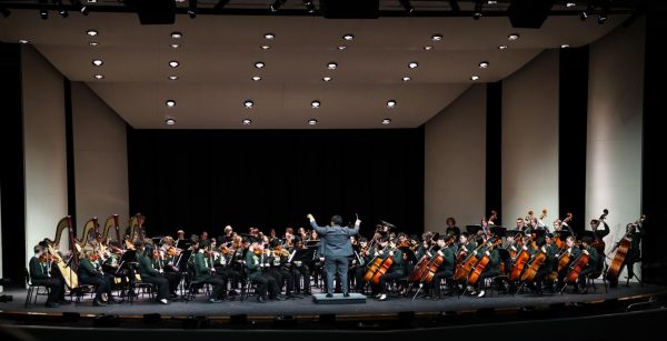 Chaps Orchestra rehearses Nov. 20, 2024 with the Technical Entertainment Crew (TEC) to prepare for the Nutcracker Spectacular. Although the orchestra plays most of the music live, TEC recorded the orchestra playing the overture for the Nutcracker Spectacular, which will be played at the beginning of the six shows, Dec. 12 to 15. 