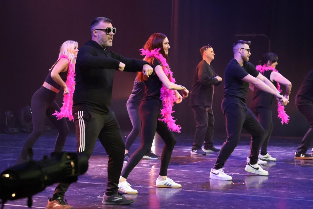 As part of the 'teacher dance' April 25, Susanna McConnell participates in Zenith with colleagues.