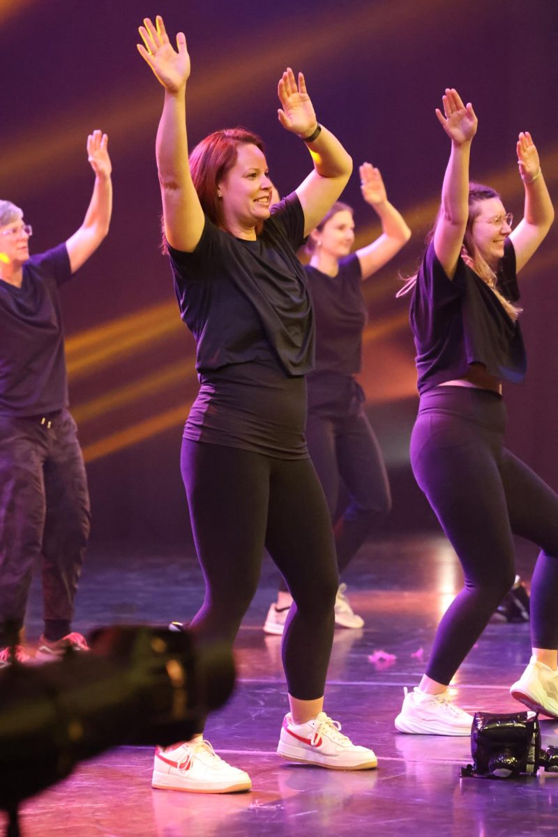 Alison Soelter sticks to the routine in the 'teacher dance' April 25 in Zenith. 