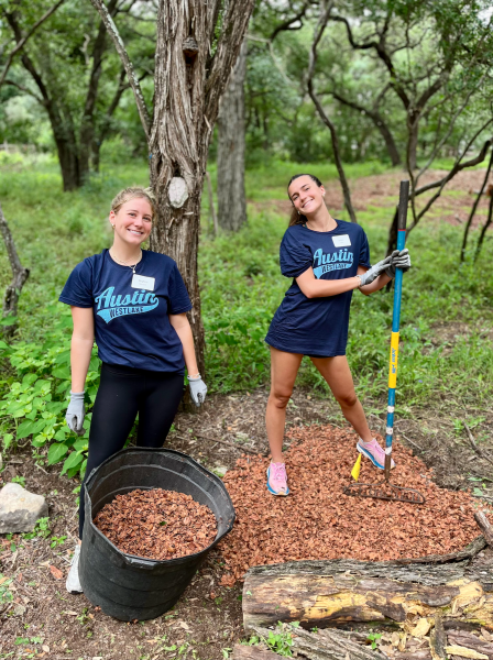 Seniors serving at Umlauf Sculpture Garden