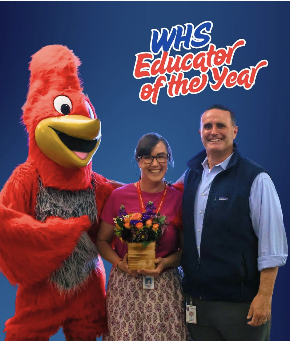 Derr with Principal Ramsey and Chips. 
Credit: @whs_chaps on Instagram