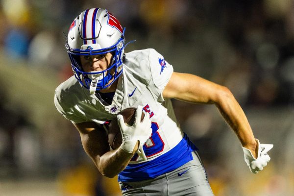 Junior wide receiver Braeden Riddell runs towards the end zone Sept. 12 at George Turner Stadium. Riddell rushed for 25 yards on four carries, as well as one touchdown on the ground.
