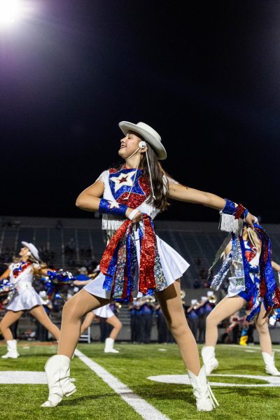 Senior First Lieutenant Julia Villarreal performs at halftime during the Chaparrals 66-0 victory over the Akins Eagles at Burger Stadium
Oct. 2. 