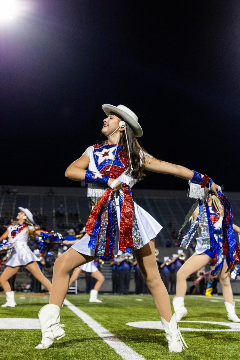 Senior First Lieutenant Julia Villarreal performs at halftime during the Chaparrals 66-0 victory over the Akins Eagles at Burger Stadium
Oct. 2. 
