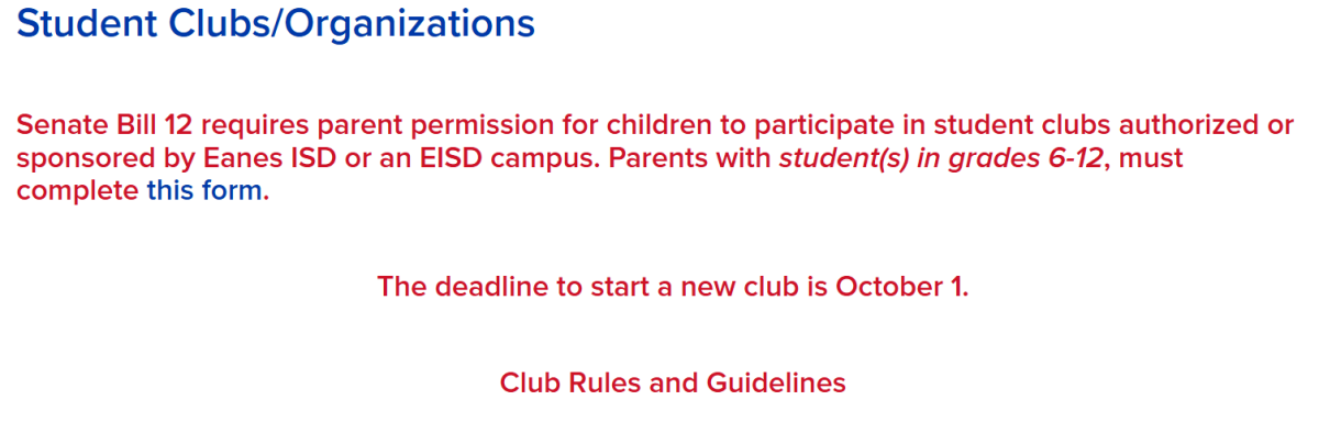 New guidelines and rules for clubs are implemented after Senate Bill 12 passed over summer.