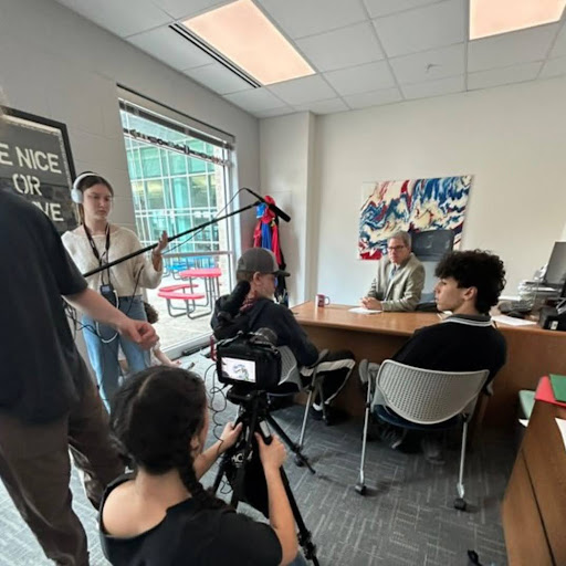 Westlake Independent Film crew shoots a scene for a student short film.