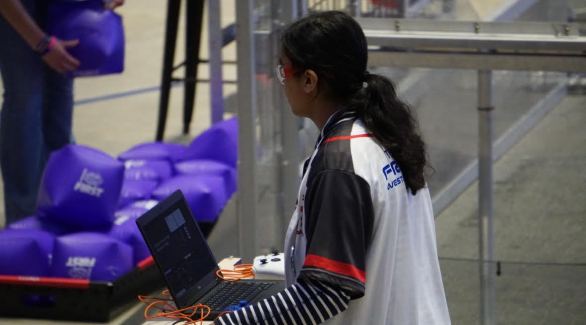 Sarika Hegde in her freshman year at a robotics competition part of FRC 2869 March 4, 2023. Hedge is now a member of FRC 2468 and works to involve younger girls to become more involved in programming and computer science.