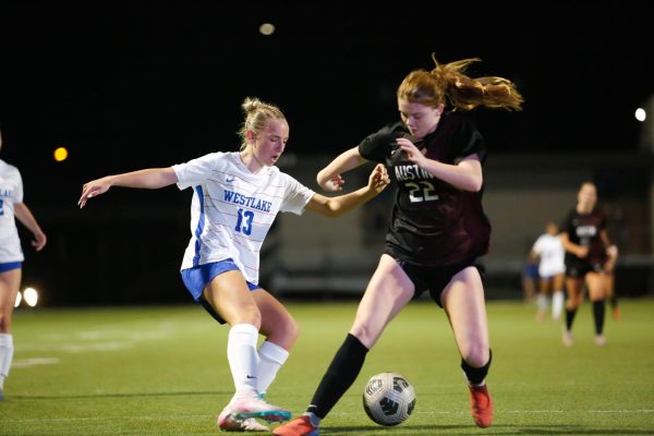 Sophomore Emma Terrell steals the ball from an Austin High player on Feb. 24, 2026. The Chaps beat Austin High 1-0. 