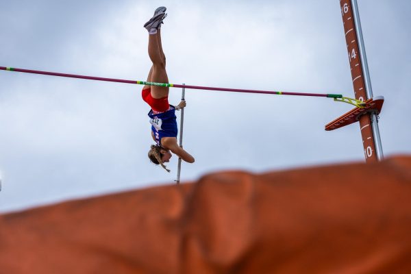 Senior Taylor Labarge competes in pole vault at the Texas Relays on April 4 at Mike A. Myers Stadium. 