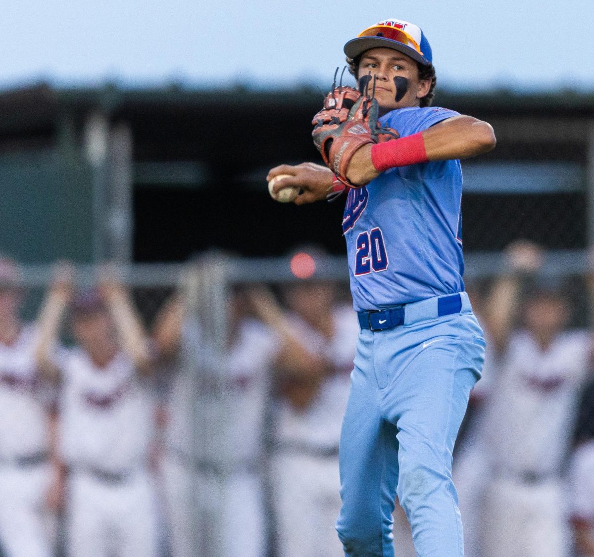 Freshman infielder Ripken Street throws the ball to third base during the chaparrals win over the Bowie Bulldogs on Mar. 31 at Burger Field. 